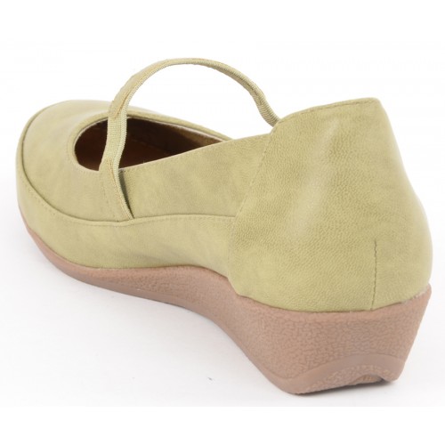 Estatos Synthetic Leather Front strap platform heeled Olive/Green bellerina/shoes